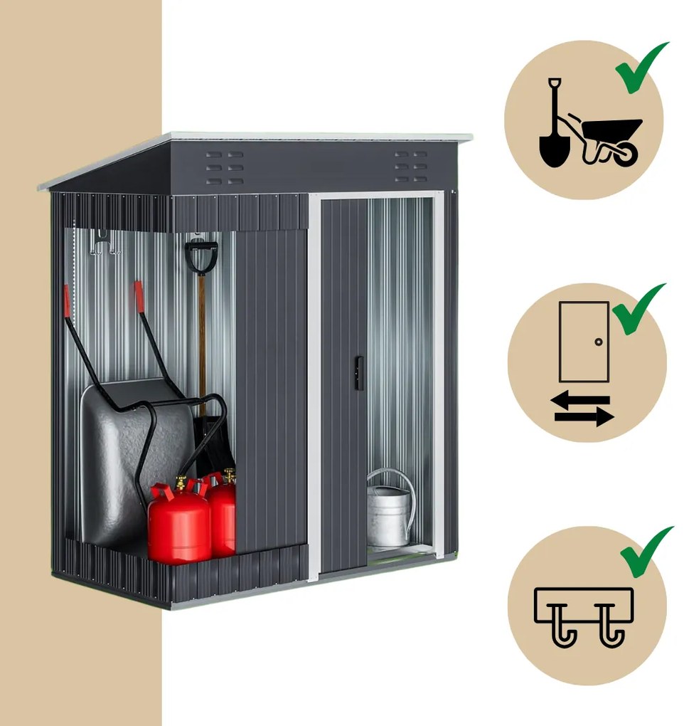 Căsuță pentru unelte de grădină M, 162x86x181cm, antracit Jurhan