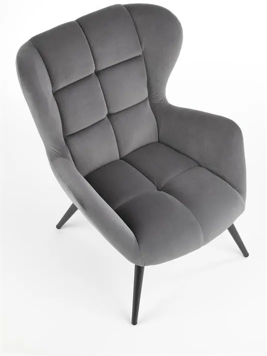 Fotoliu Tyrion velvet gri H91 cm