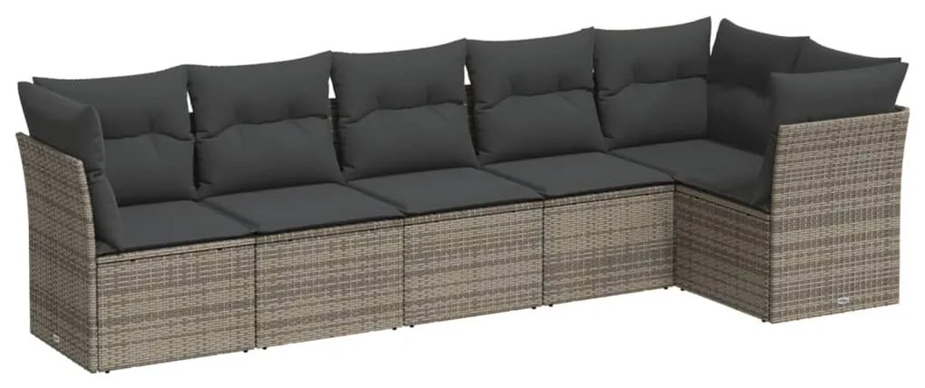 3217660 vidaXL Set mobilier grădină cu perne, 6 piese, gri, poliratan