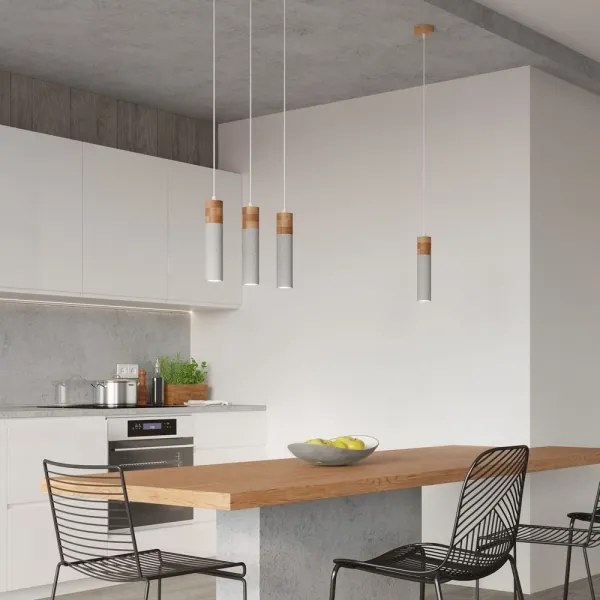 Lustră pe cablu ZANE 2xGU10/40W/230V beton/lemn Sollux SL.0966