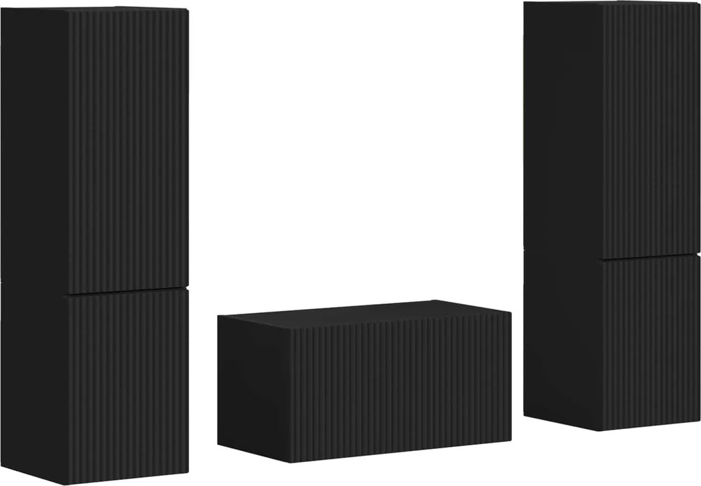 vidaXL Set comodă TV 5 pcs Negru Lemn compozit