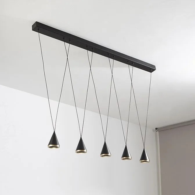 Lustra liniara cu 5 pendule suspendate LED Conic