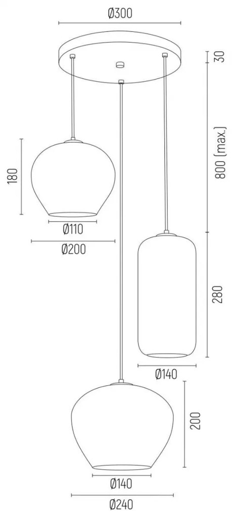 Lustra cu Pendule sticla design decorativ KALIMERA 3L alb opal