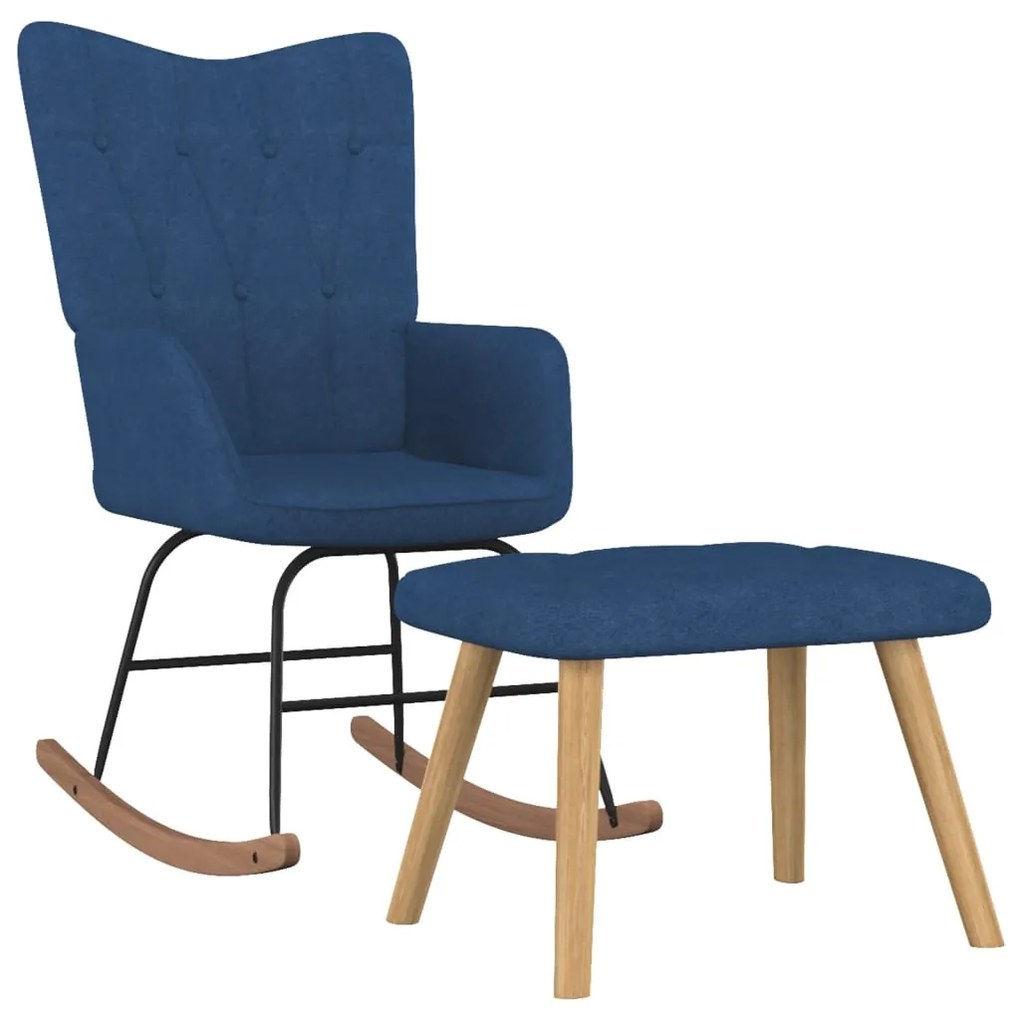 327626 vidaXL Scaun balansoar cu taburet, albastru, textil