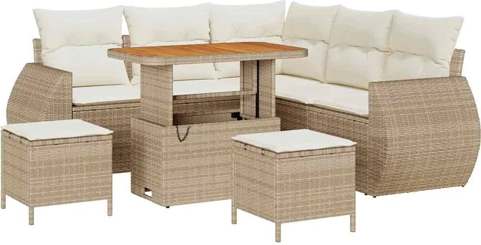 vidaXL Set de canapele pentru grădină 8 pcs Bej și crem poliratan