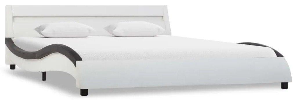285680 vidaXL Cadru de pat cu LED, alb și negru, 120x200 cm, piele ecologică