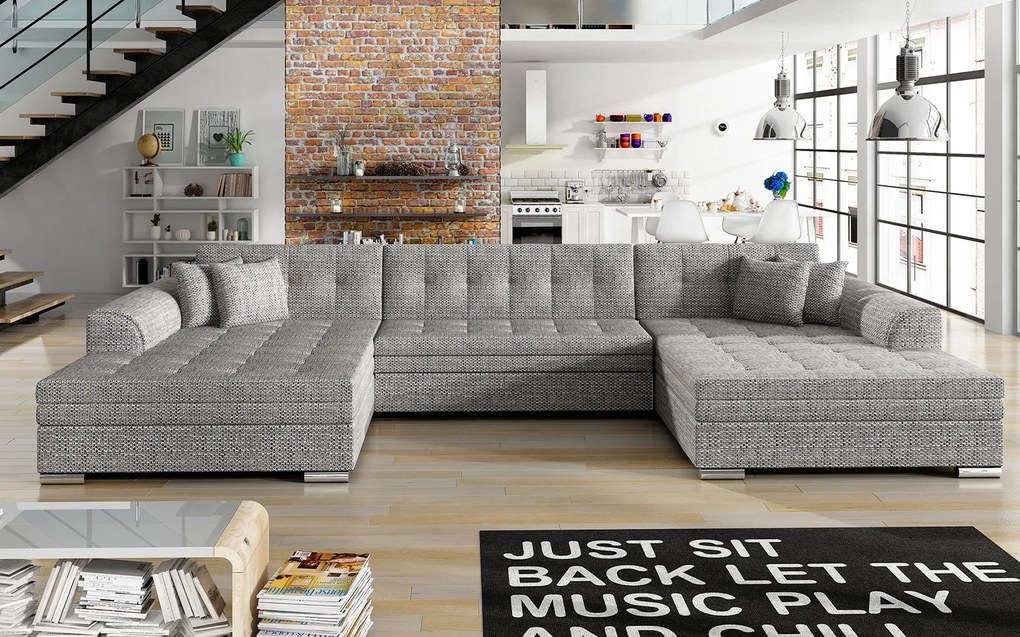 Colțar lemn masiv extensibil Vento Personalizabil, 359 × 165 × 87 cm - Soft 17 - piele alba