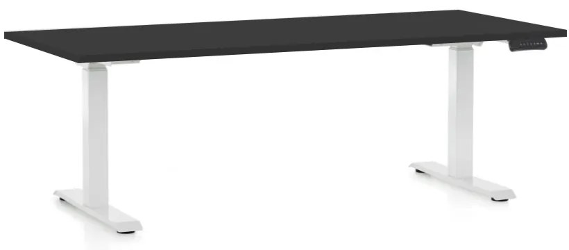 Masa inaltime reglabila OfficeTech D, 180 x 80 cm, bază albă, negru