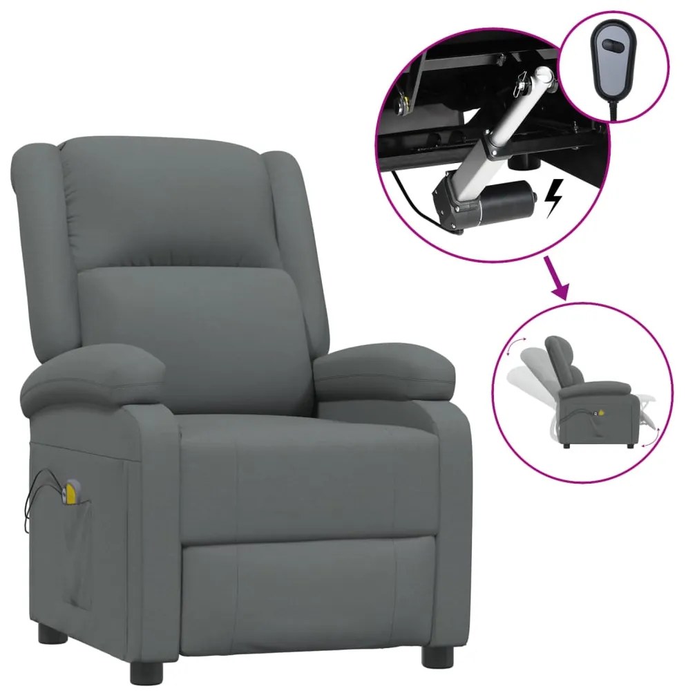 3073732 vidaXL Fotoliu de masaj electric rabatabil, gri închis, textil