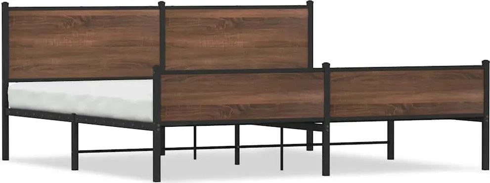 vidaXL Cadru de pat metalic fără saltea, stejar maro, 193x203 cm