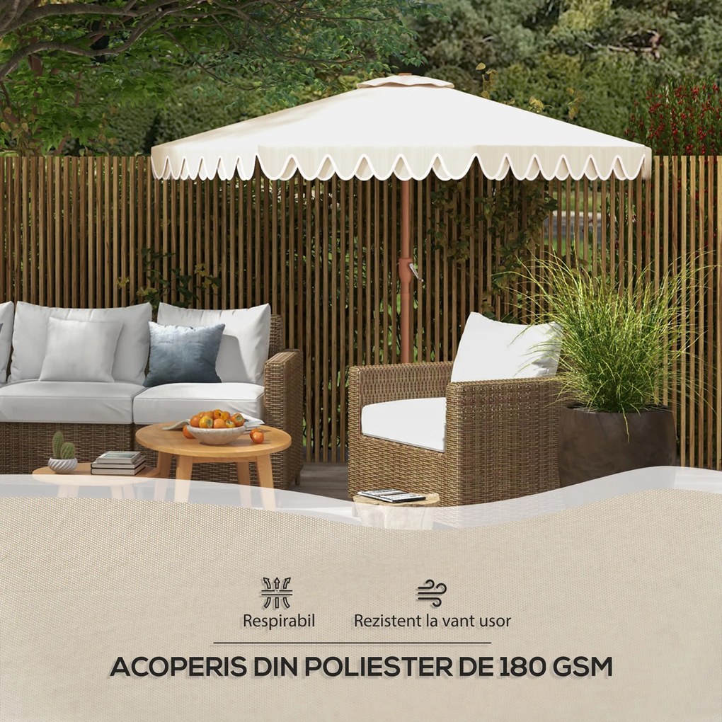 Outsunny Umbrelă de Grădină cu Deschidere cu Manivelă, Fald Dublu şi Înclinabil, 2.7x2.4 m, Alb Crem | Aosom Romania