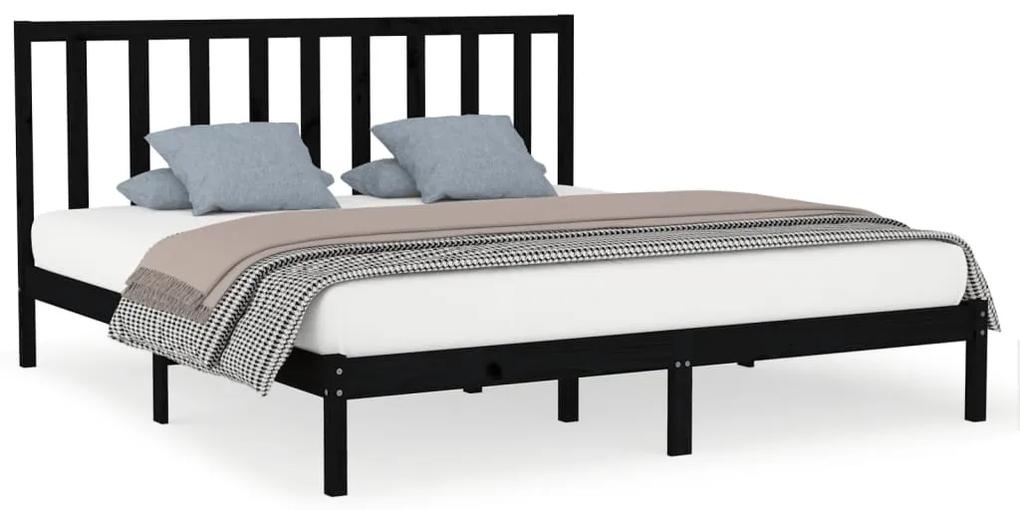 3106787 vidaXL Cadru de pat Super King, negru, 180x200 cm, lemn masiv