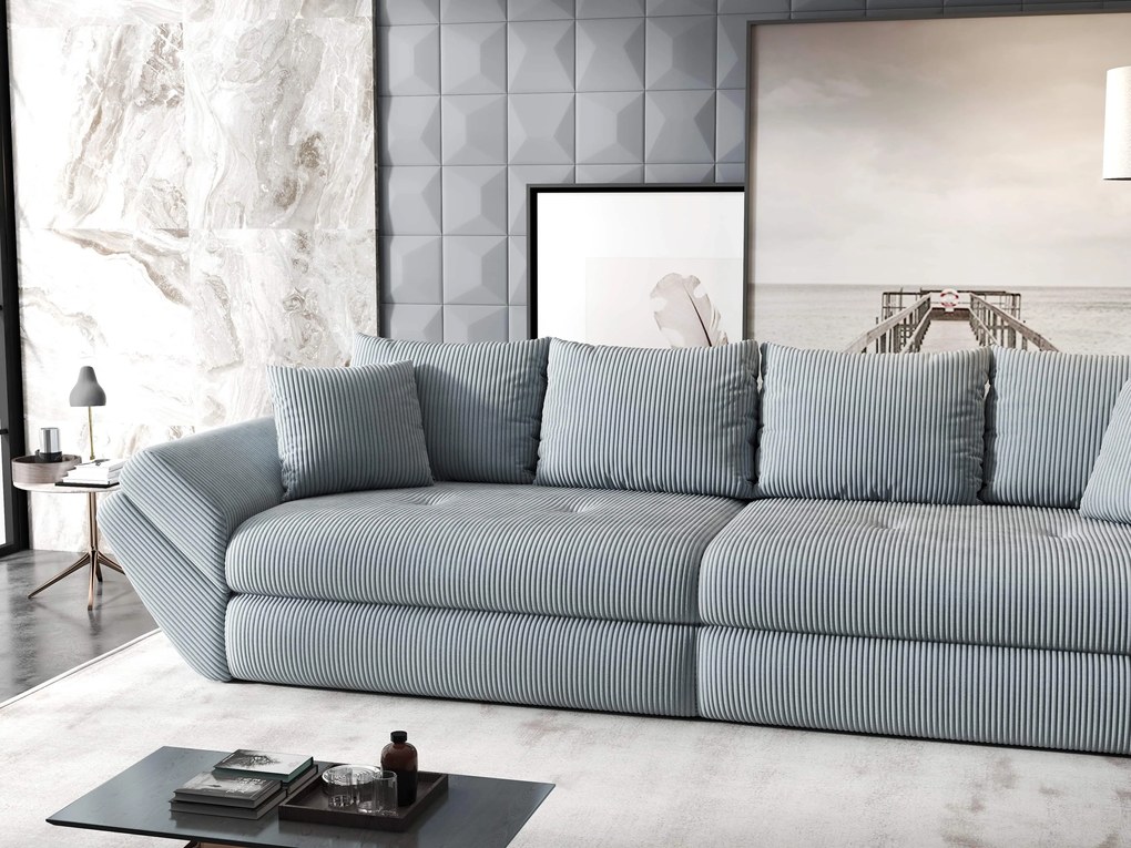 Canapea extensibilă dumonde cu ladă de depozitare si sezut confortabil din spuma high-density, Loana Zoom Gri 300x100 cm