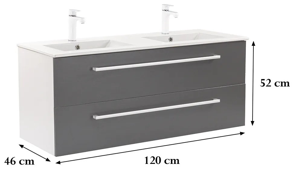 Dulap inferior Vario Clam 120 cu lavoar alb-antracit