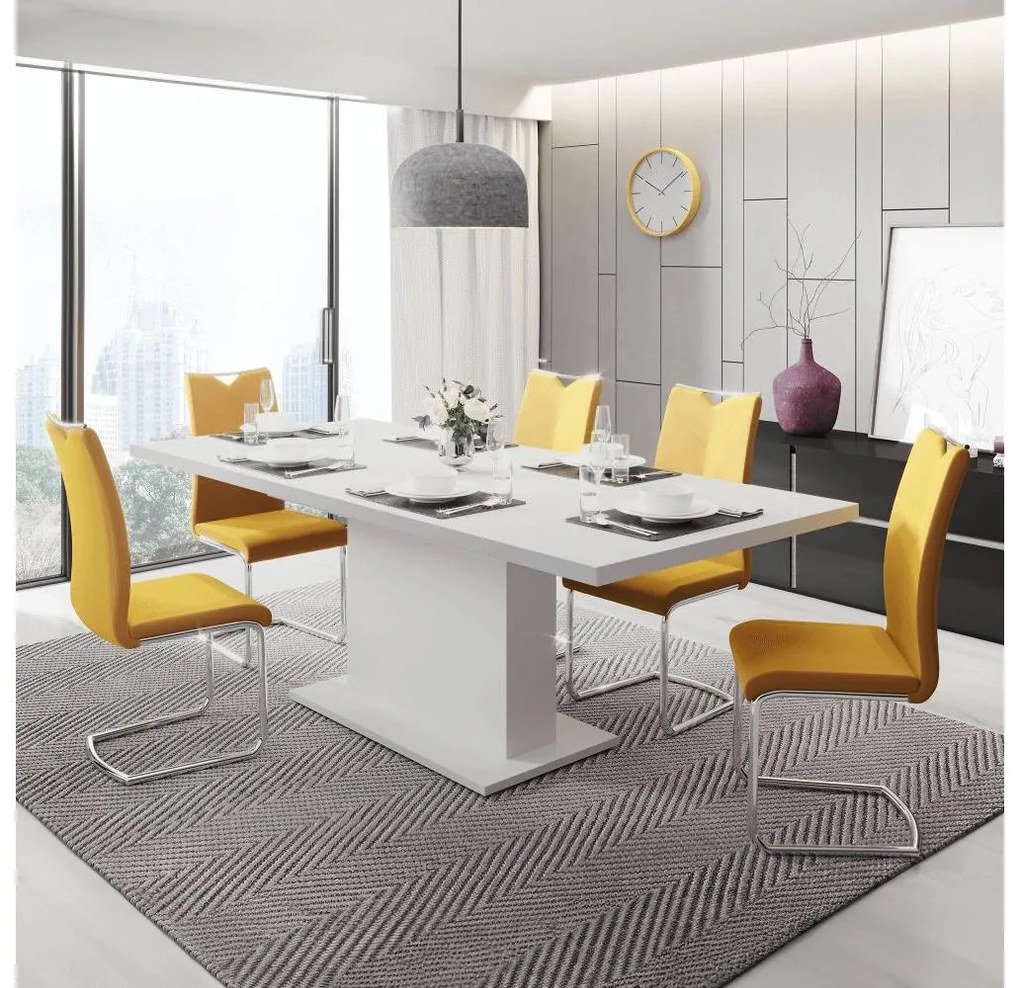 Masă de sufragerie extensibilă Bovata (alb) (pentru 6-8 persoane). 1097144