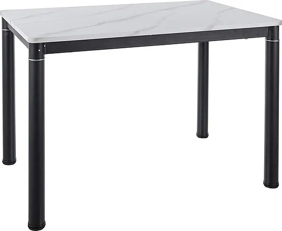Masa de dining neagra DAMAR 100x70 cm, decor marmura alba
