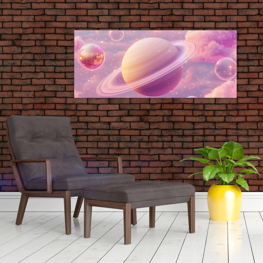 Tablou - Planetă roz (120x50 cm)