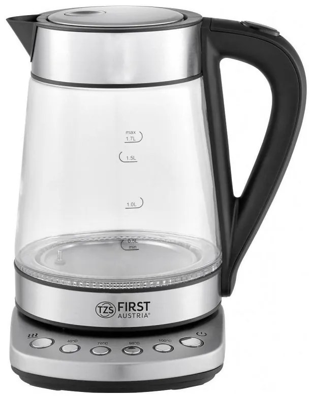 Cana electrica First Austria FA-5405-9, 2200W, 1,7 L, 4 setari, LED Indicator, Mentinere la cald, Inox