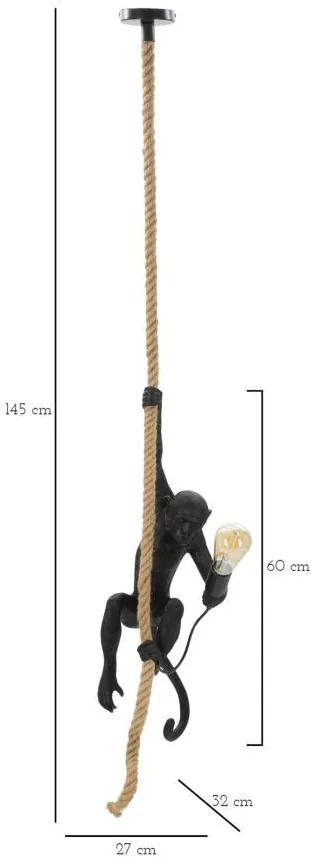 Pendul negru / maro din polirasina, soclu E27, max 40W, 27 x 32 x 145 cm, Monkey Mauro Ferreti