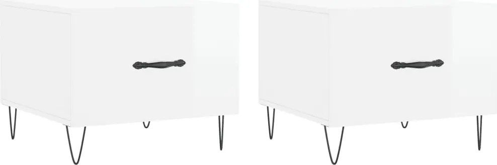 vidaXL Măsuță de cafea, 2 buc., alb extralucios, 50x50x40 cm