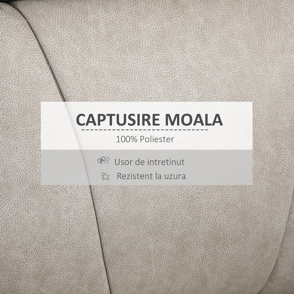 HOMCOM Fotoliu Reclinabil Manual, Confortabil, Tapitat, cu Suport pentru Picioare și Cadru din Oțel | Aosom Romania