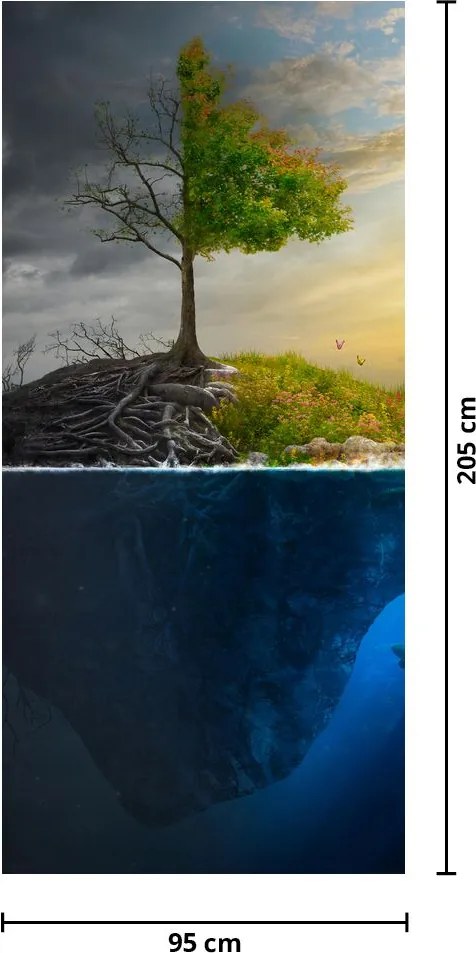 Fototapet pentru ușă - Ilustrație a două fețe (95x205cm)