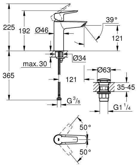 GROHE 235752432 - Baterie pentru lavoar START 192 mm, neagră