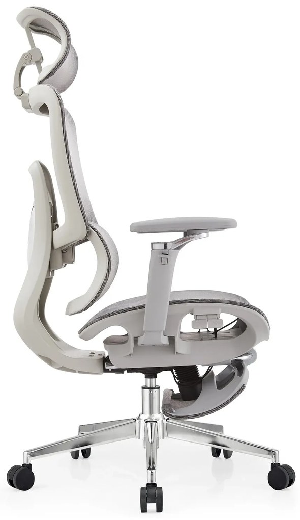 SYBERGO HUMAN PRO Scaun ergonomic, suport lombar, sezut translatie, cotiere 3D, suport picioare, Full Mesh, Gri