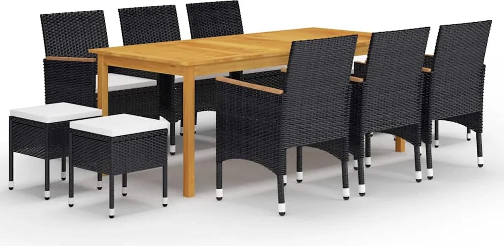 vidaXL Set mobilier de grădină, 11 piese, negru