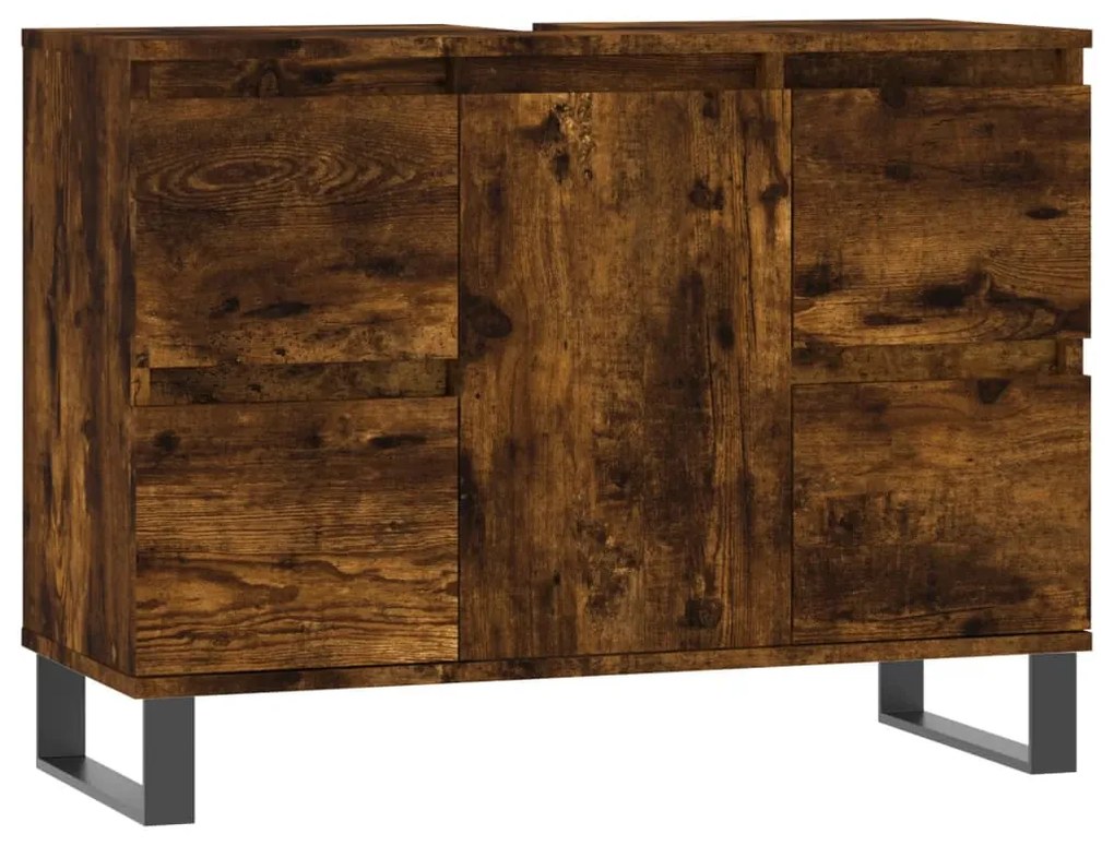831665 vidaXL Dulap pentru baie, stejar fumuriu, 80x33x60 cm, lemn compozit