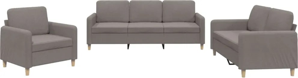 vidaXL Set de canapea cu perne, 3 piese, gri taupe, material textil