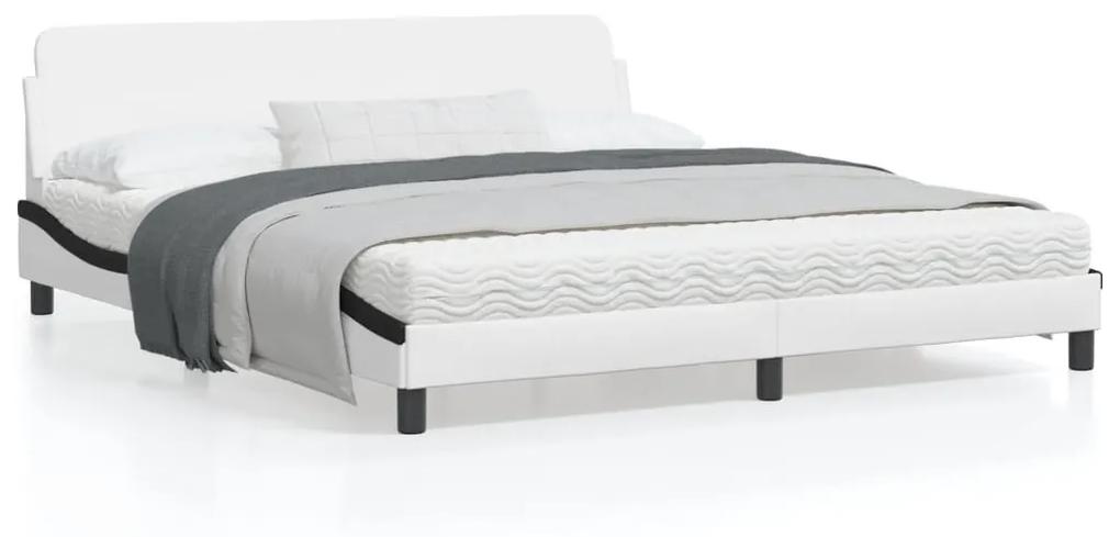 373244 vidaXL Cadru de pat cu tăblie alb și negru 180x200cm piele artificială