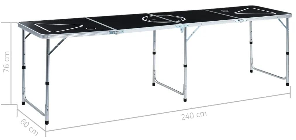 Masa de joc cu bere tip ping pong, pliabila, negru, 240 cm