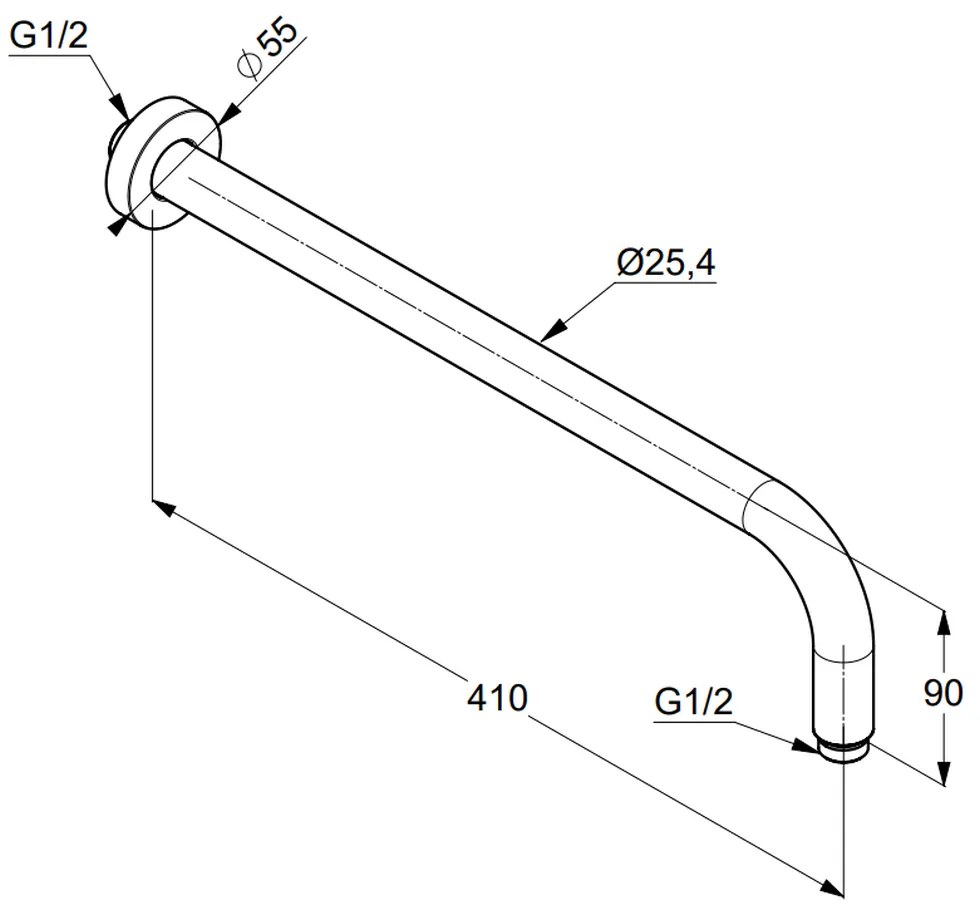 Brat dus fix crom lucios 410 mm Kludi A-QA Crom lucios