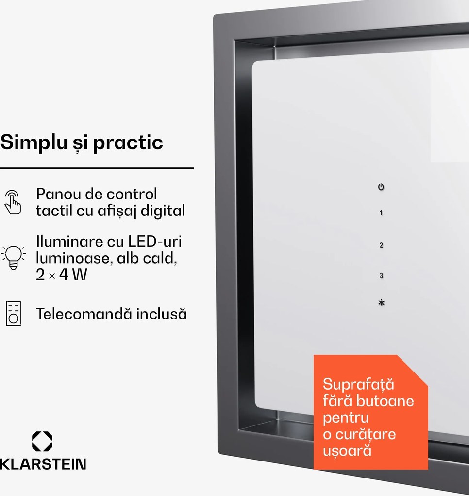 Klarstein High Line Eco 90 hotă de tavan 90 cm 436 m³/h trepte telecomandă lumină ambientală