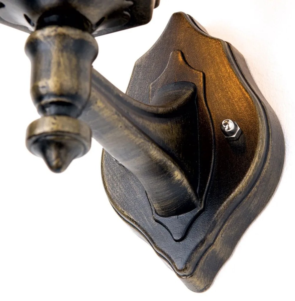Aplica de perete exterior stil clasic IP43 Puchberg AL 11K/82570 schwarz-gold/rauch OR