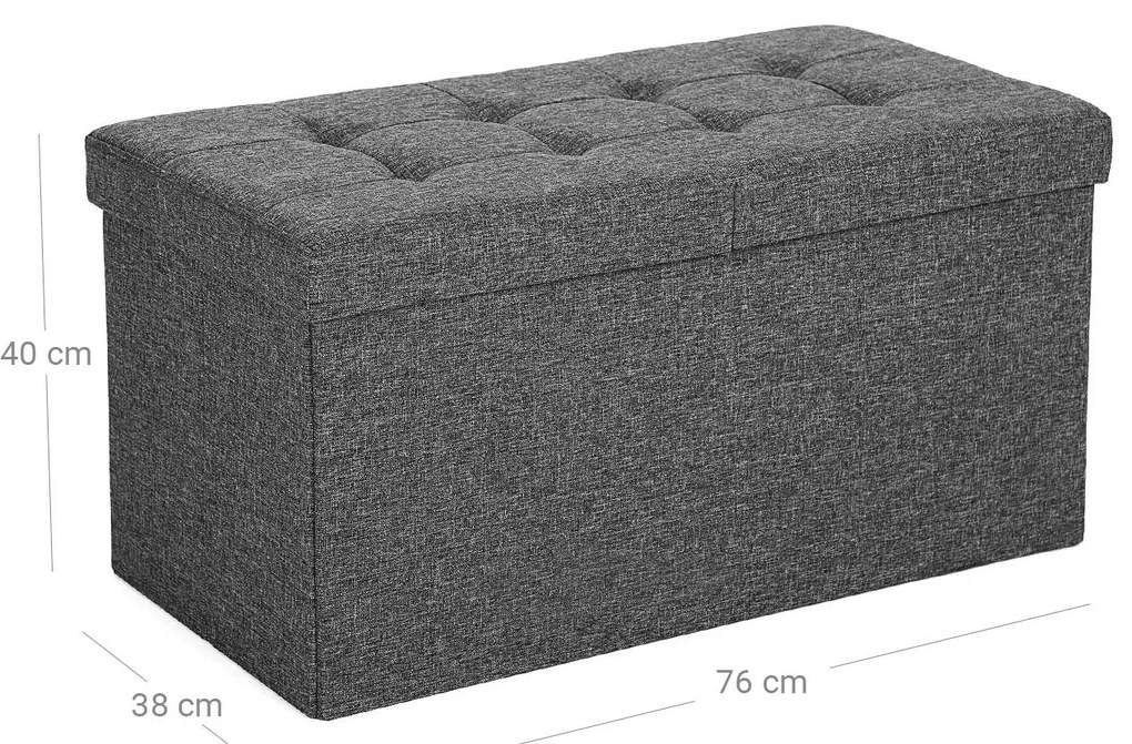 Taburet cu capac rabatabil OTTOMAN 76x38 cm, gri inchis