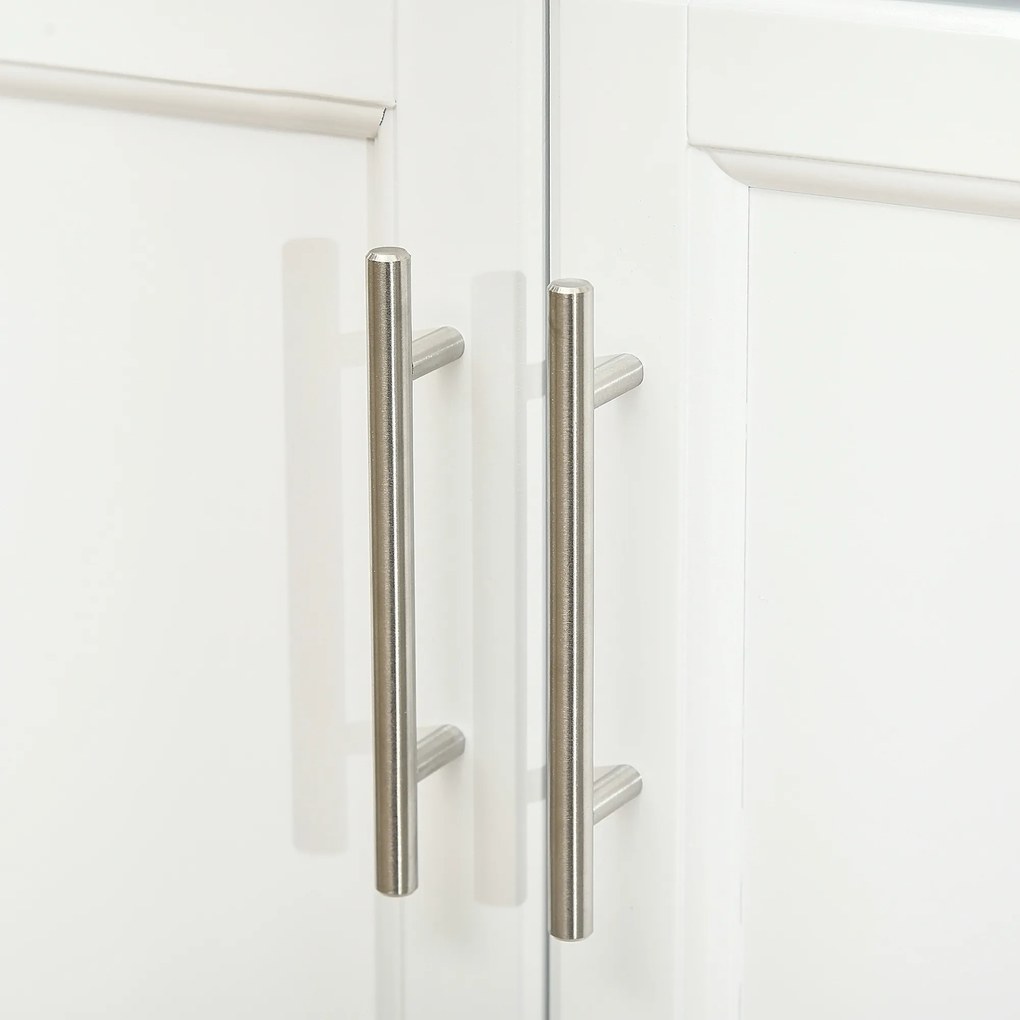 HOMCOM Masuta bucatarie cu rotile insula centrala de bucatarie cu blat din otel, raft reglabil, sertar, suport pentru condimente, alb | Aosom Romania