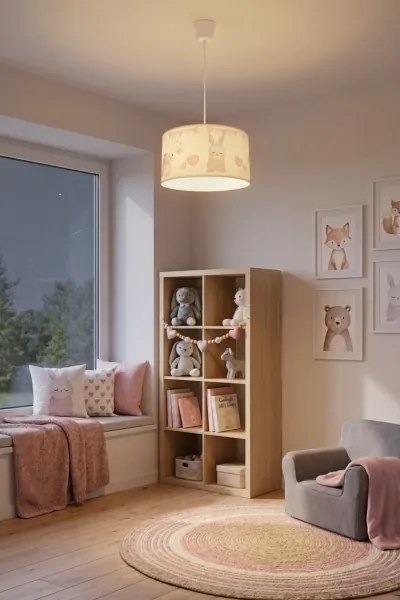Brilagi - Lustră LED suspendată pentru copii BOBO cu cablu 1xE27/60W/230V Ø 35 cm alb/iepurași