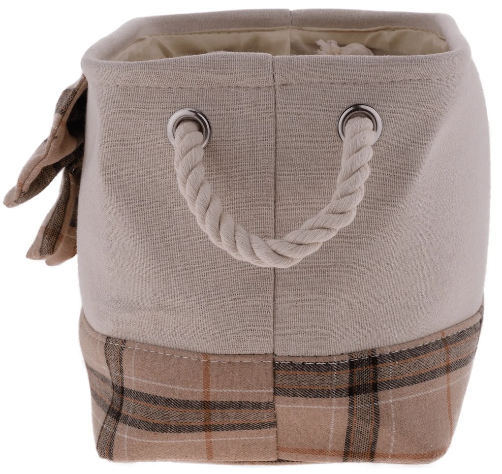 TEMPO-KONDELA MOLIS, coşuri din stofă cu mânere, set 2 buc., bej/maro