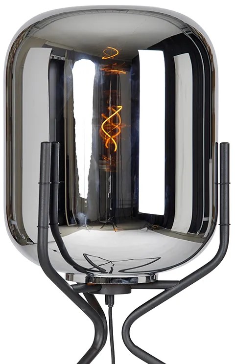 Lampa de podea de design neagră cu sticlă fumurie - Bliss