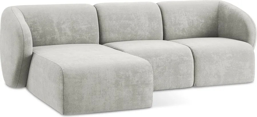 Colțar gri deschis cu tapițerie din chenille (cu colț pe partea stângă/cu șezlong) Lani – Makamii