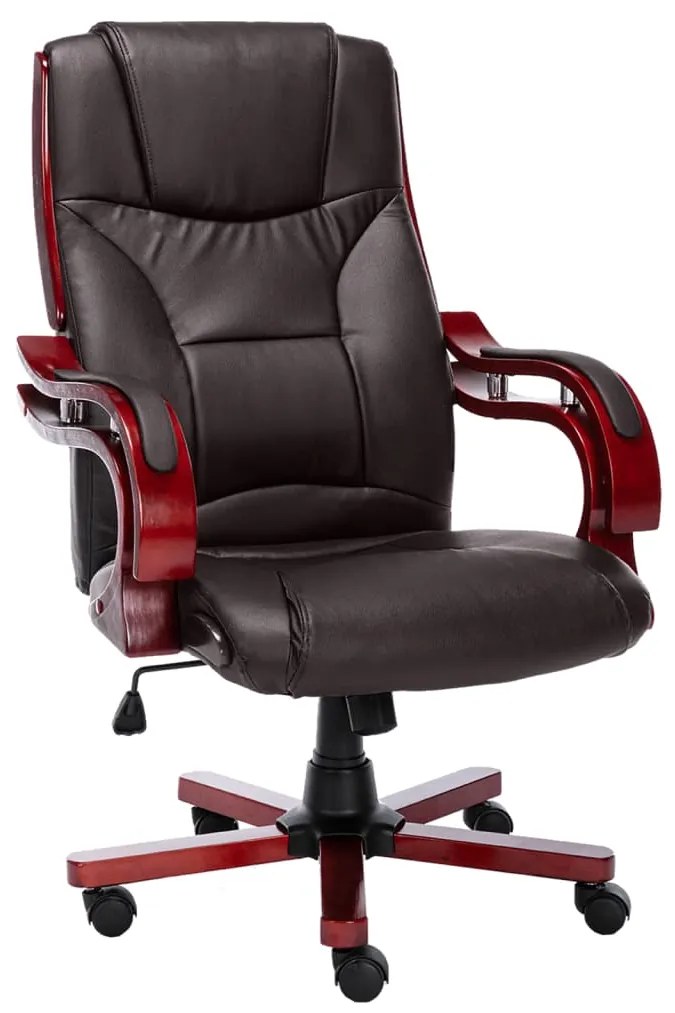 20565 vidaXL Scaun de birou, maro, piele naturală