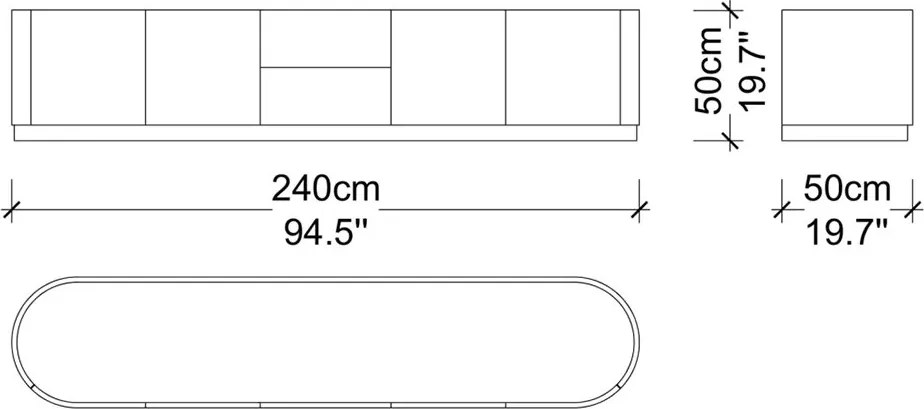Unitate TV lemn masiv Giallo 240 cm