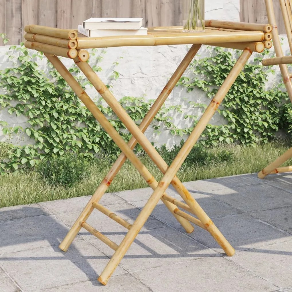 vidaXL Masa pliabilă cu tavă, 70,5x42,5x80 cm, bambus