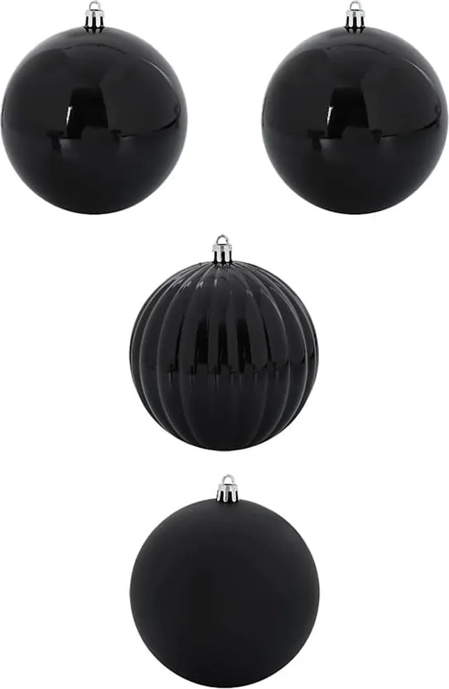vidaXL Set de globuri de Crăciun XXL 4 pcs Negru Plastic