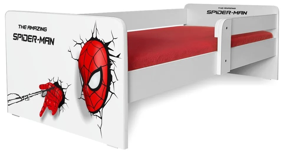 Pat pentru baieti 2-12 ani Spiderman P1 cu Protectie Laterala Detasabila, fara saltea  - Pc-p-spdm-P1-80