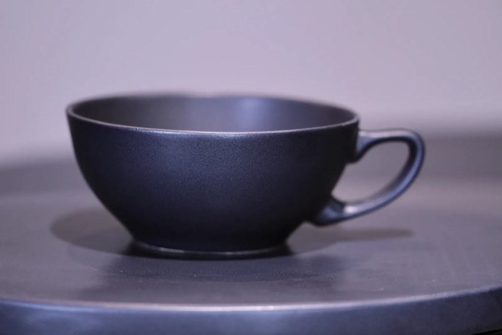 Ceasca Vulcano Adora, 250ml, Negru Mat Carbon Indigo (ceai, cappuccino, flat white) Design Special
