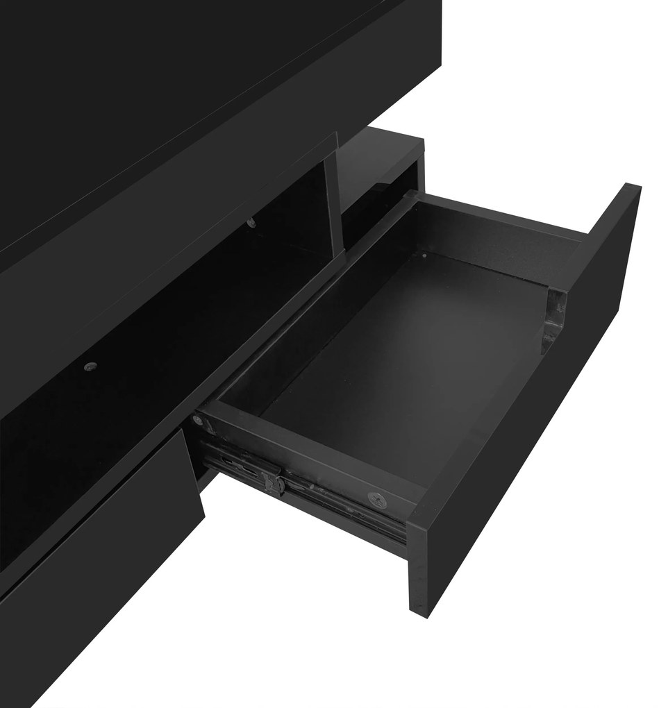 Măsuță de cafea cu bandă LED integrată, Negru | Aosom Romania