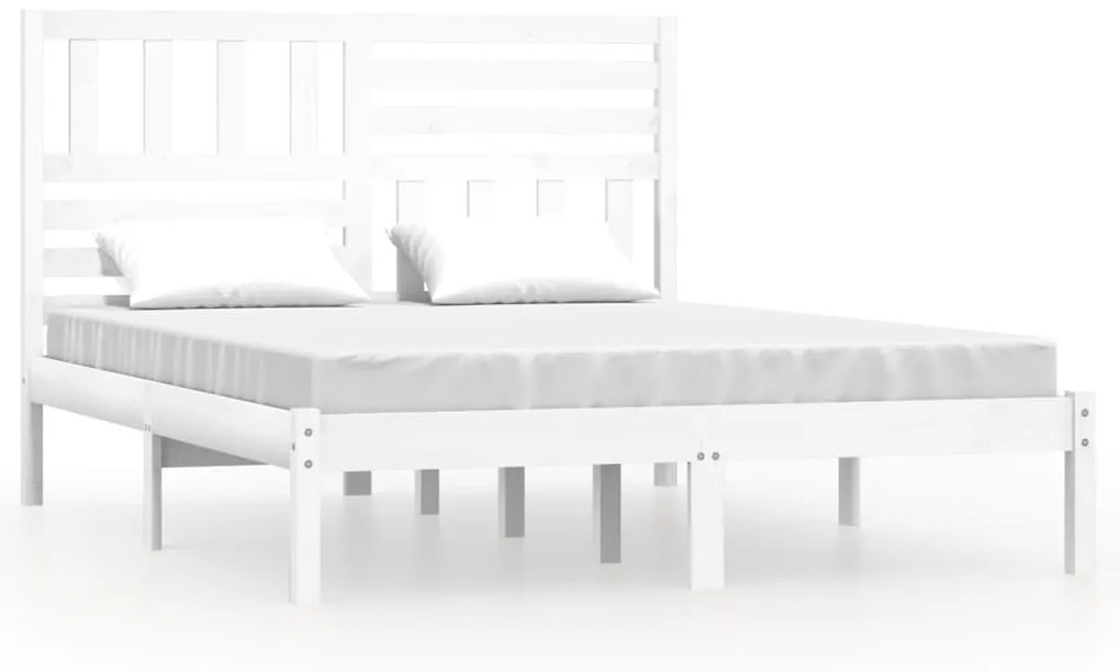 3101019 vidaXL Cadru de pat, alb, 120x200 cm, lemn masiv de pin